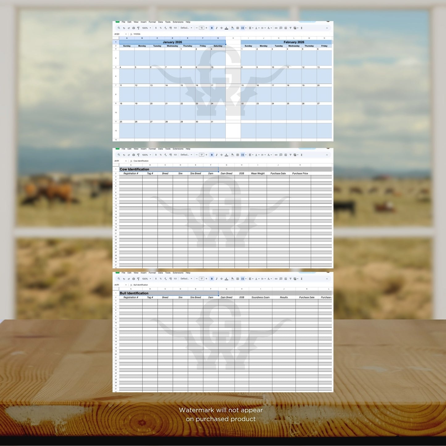 2026 Cattle Records Spreadsheet