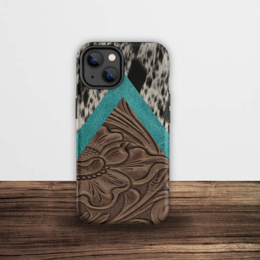 Printed Cowhide and Tooled Leather iPhone Case - 2