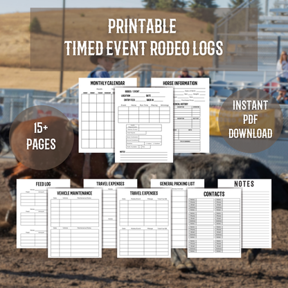 Printable Timed Event Rodeo Log Book/Pages