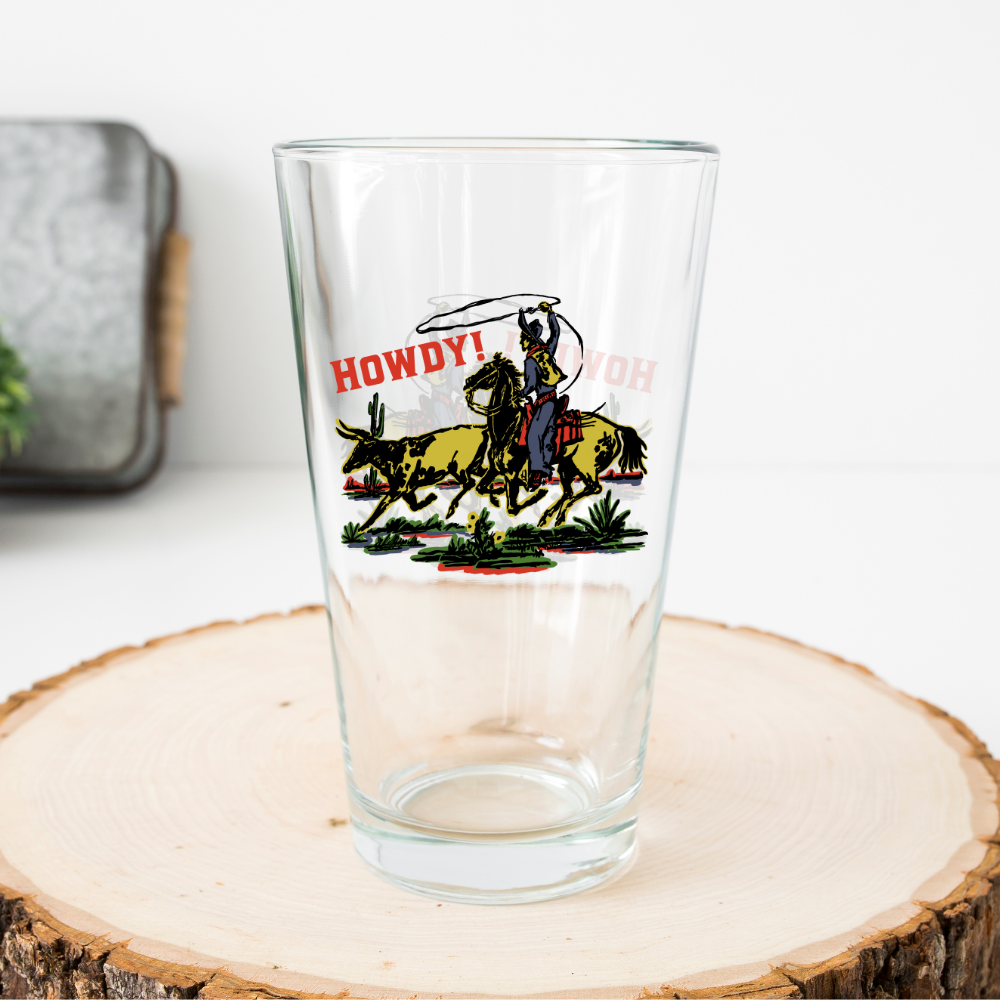 Vintage Howdy Pint Glass