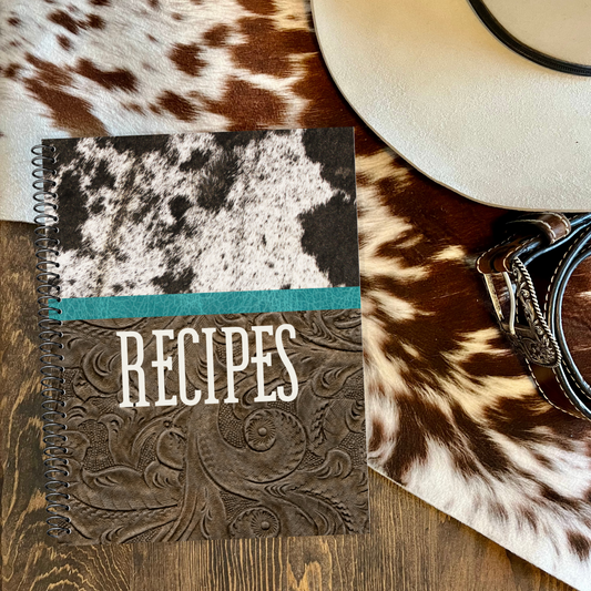 Recipe Book - Printed Cowhide and Tooled Leather