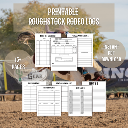 Printable Roughstock Rodeo Log Book/Pages