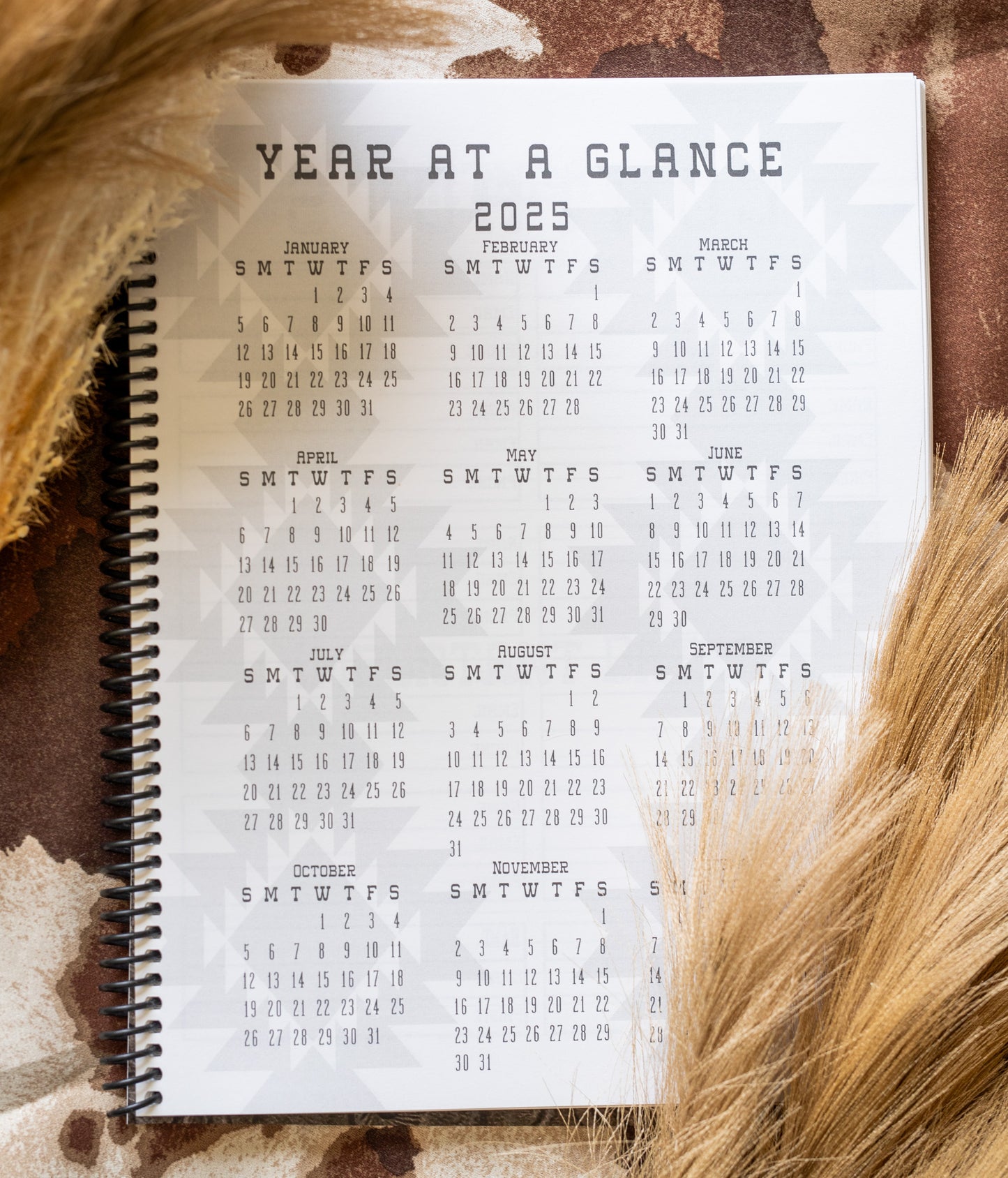 2025 Planner Printed Cowhide and Tooled Leather