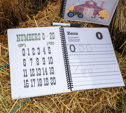 The Farmkids Alphabet and Numbers 0-20 - Dry Erase Workbook