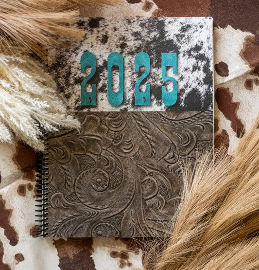 2025 Planner Printed Cowhide and Tooled Leather