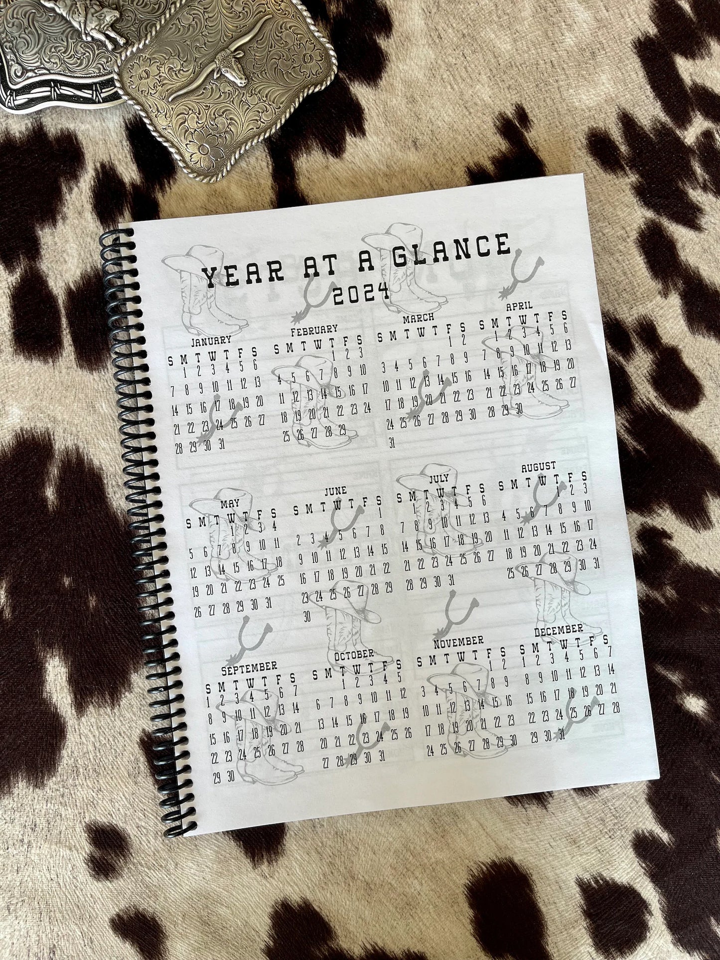 2024 Cowhide and Leather Daily Planner